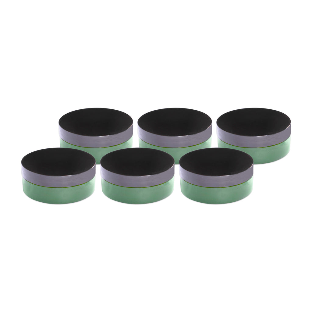 Pet 6 Oz Round Green Jar With Black Lid S/6