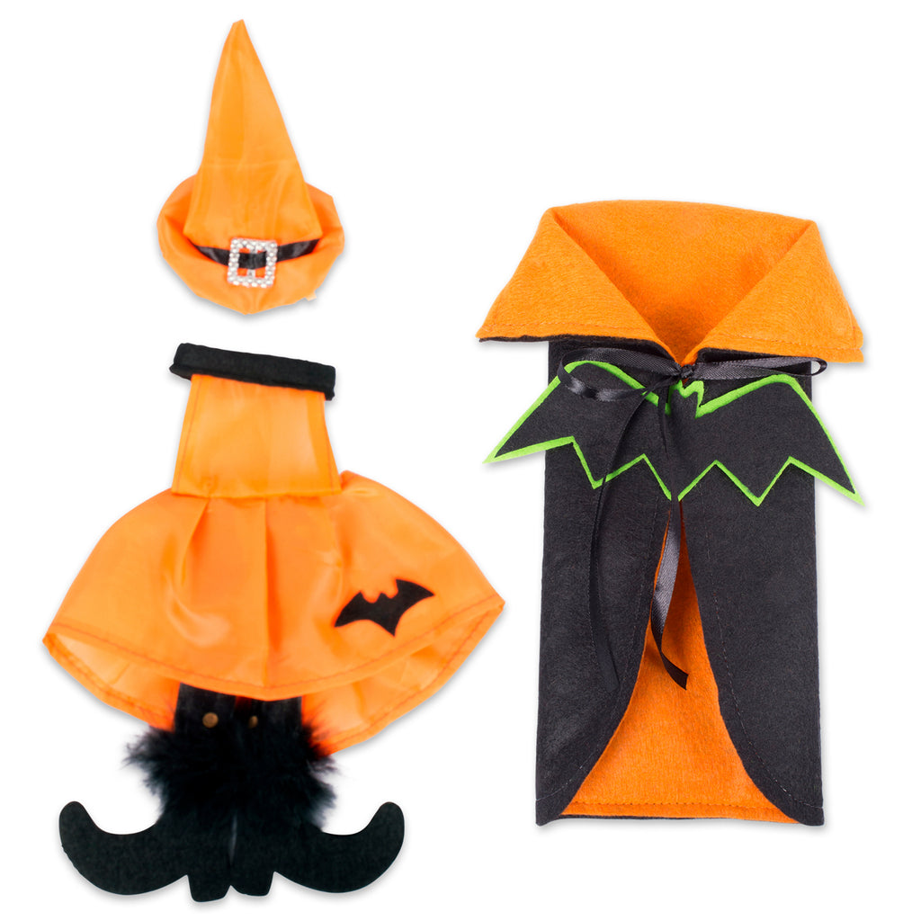 Orange Bat Halloween Wine Bottle Covers Set/2