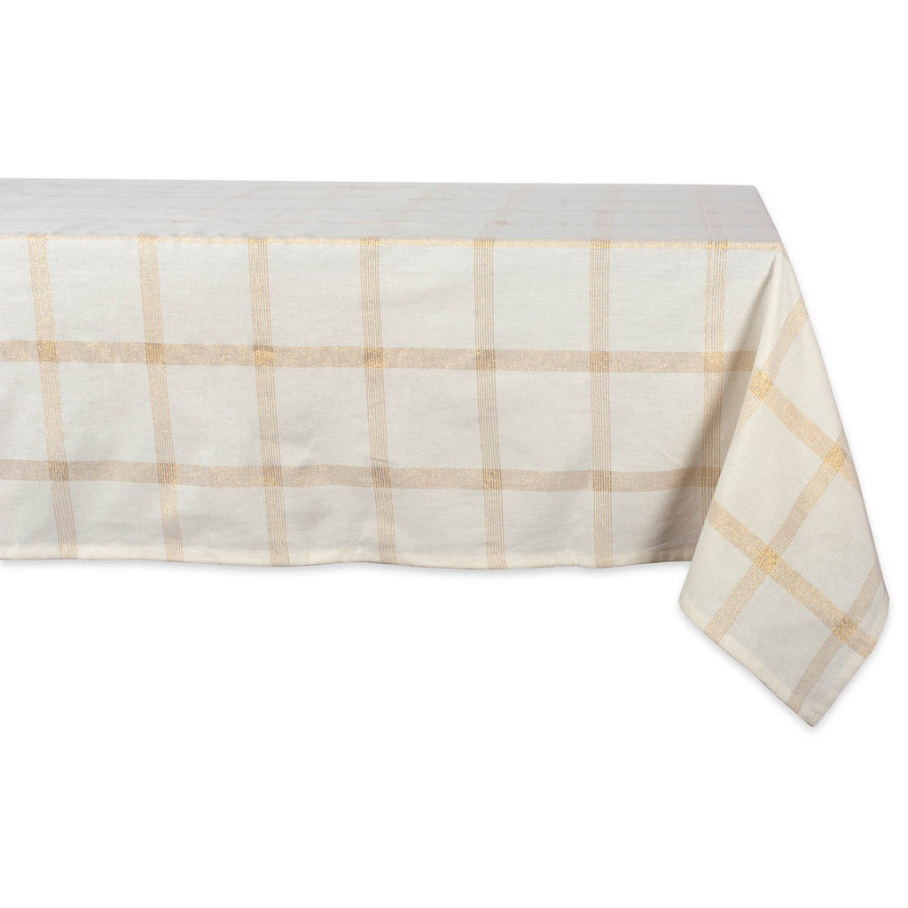 Gold Lurex Plaid Tablecloth 60x102