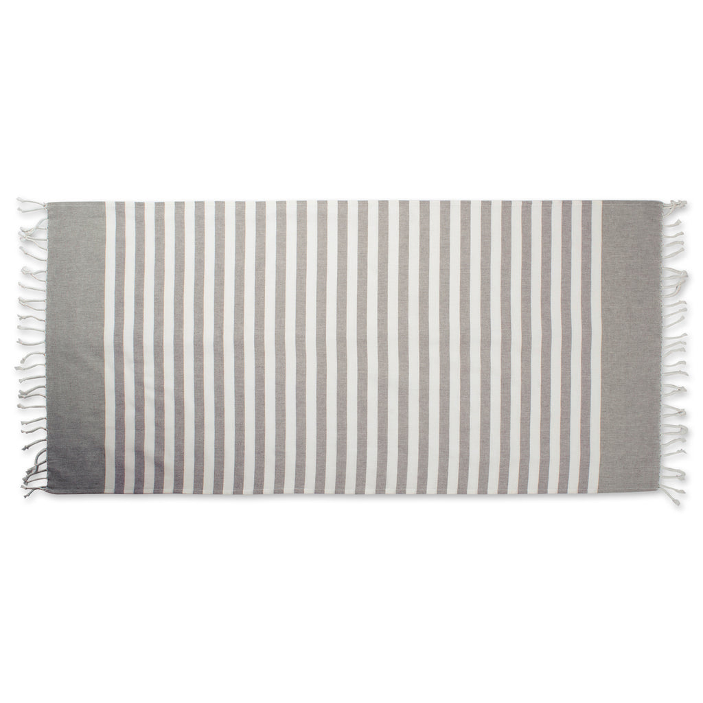 DII Gray 1 Inch Stripe Fouta Towel