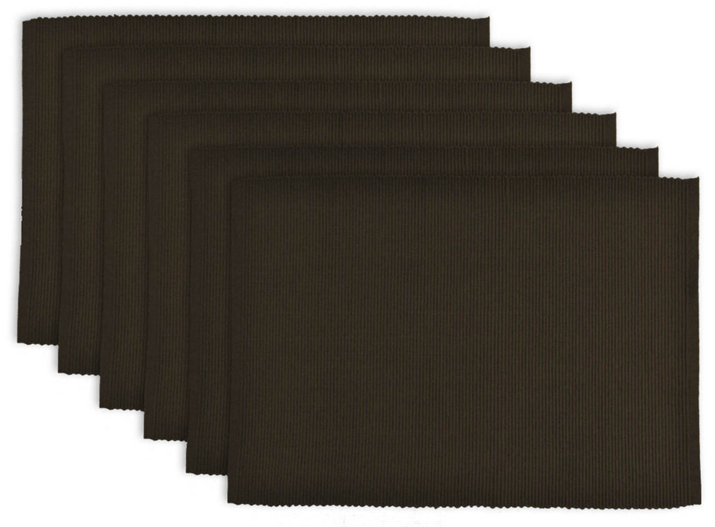 Dark Brown Ribbed Placemat Set/6