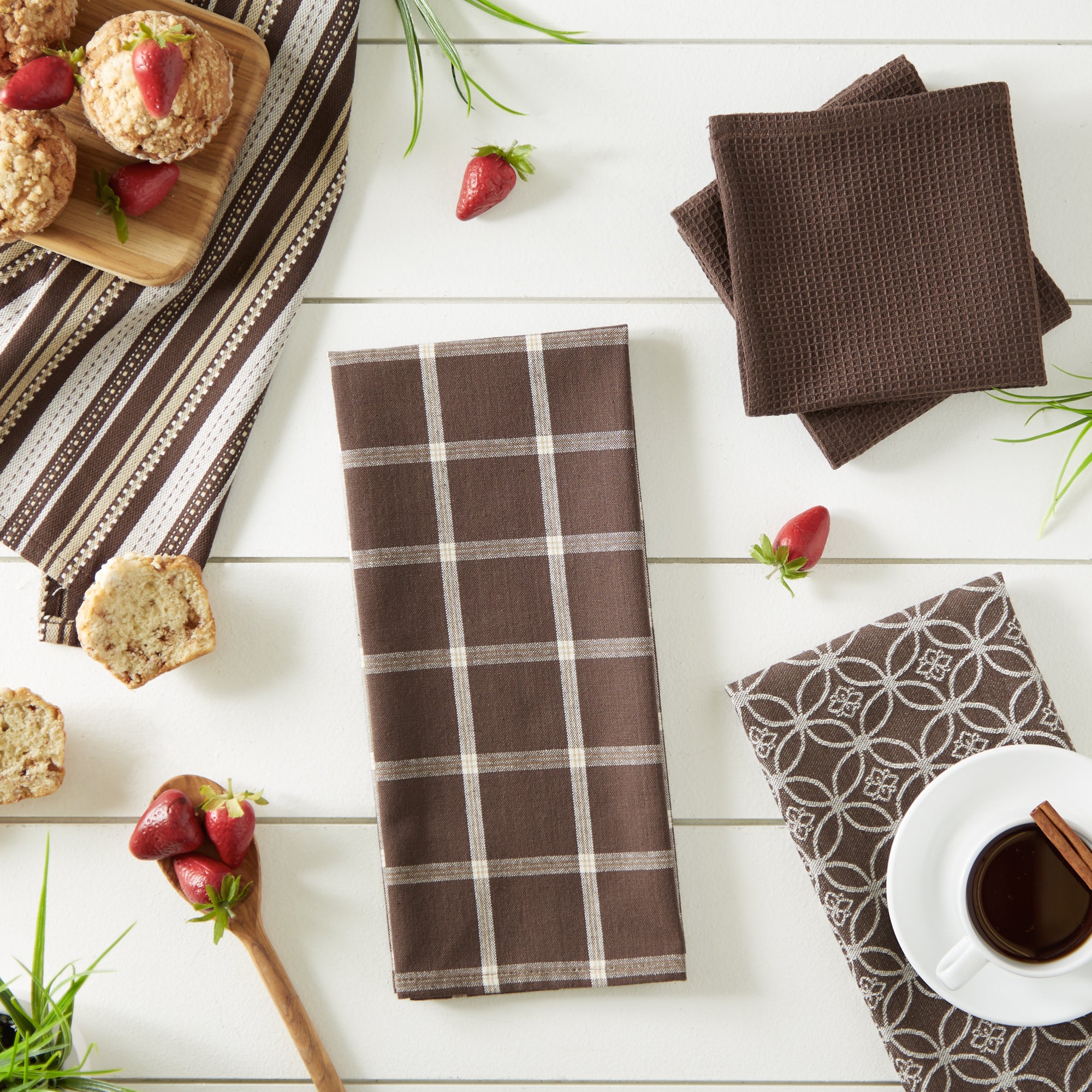DII Assorted Brown Woven Dishtowel (Set of 5)