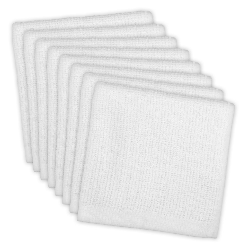 White Bar Mop Dishtowel & Dishcloth Set of 8