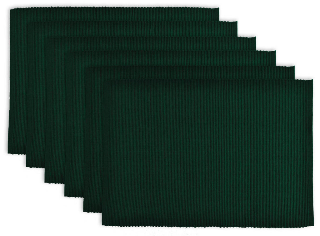 Dark Green Ribbed Placemat Set/6