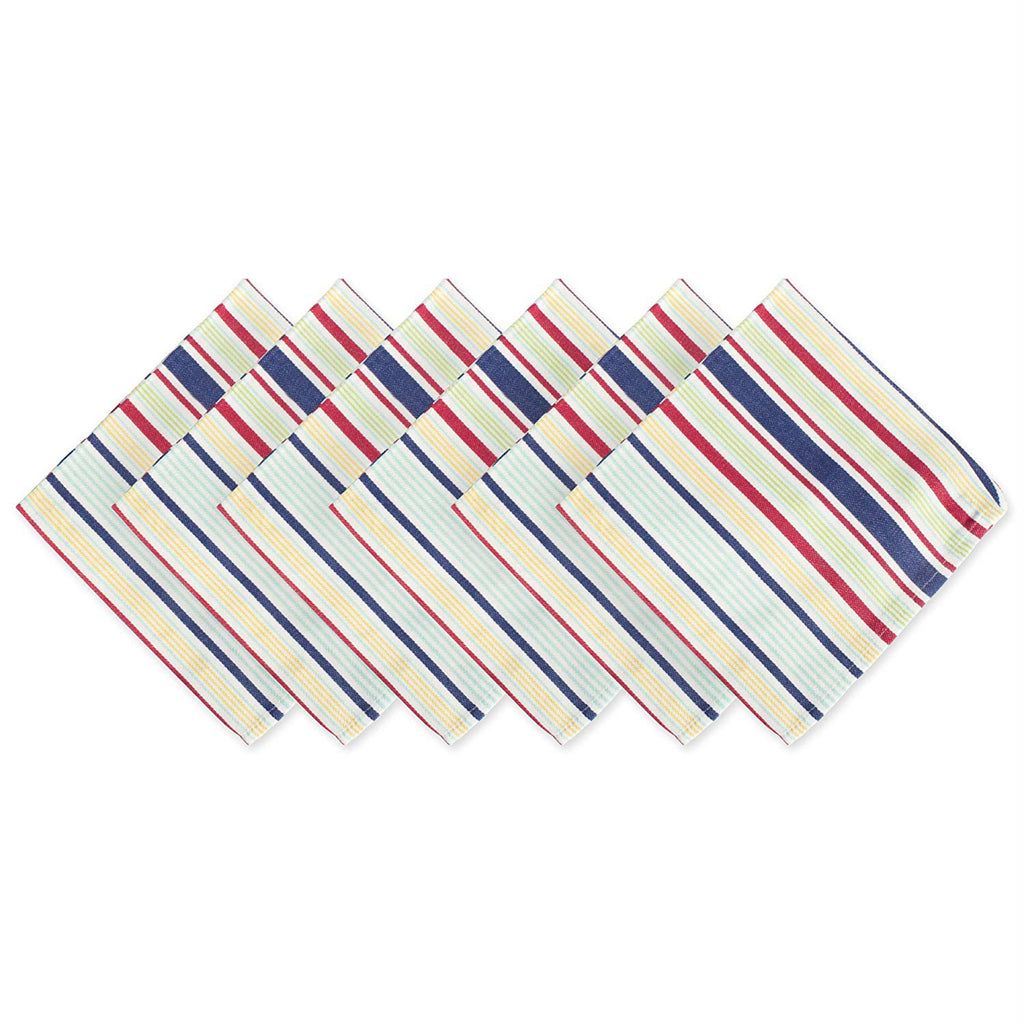 Basic Primary Saturated Stripe Napkin Set/6