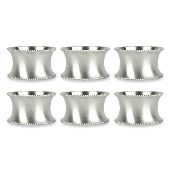 Beaded Silver Napkin Ring Set of 6