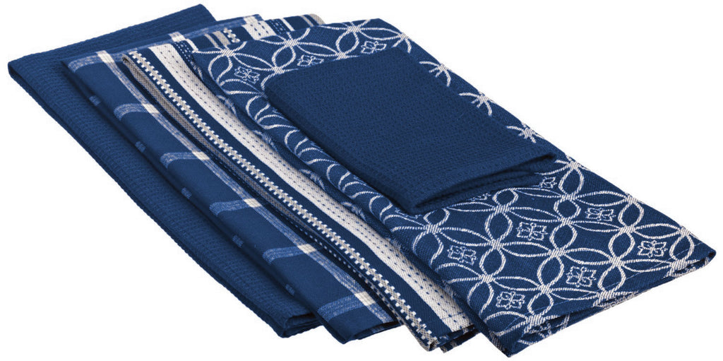 Blue Dishtowel & Dishcloth Set of 5