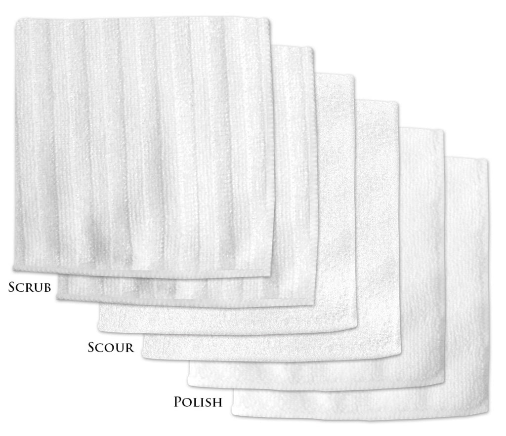 Asst Microfiber Scrub Scour Polish White S/6