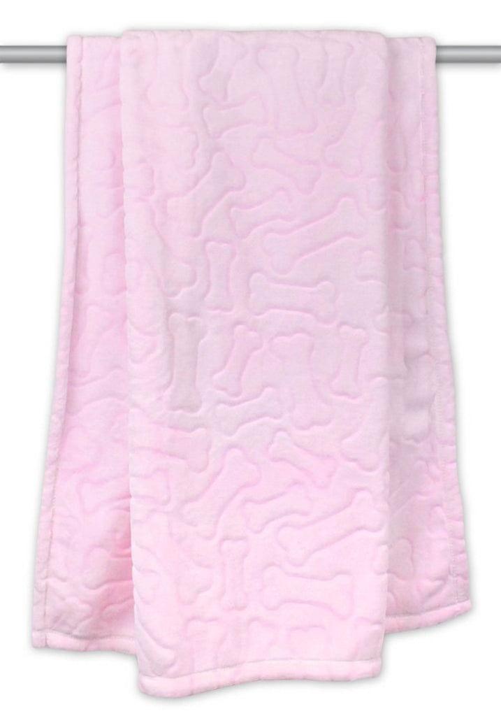 Pink Embossed Bone Print Pet Blanket