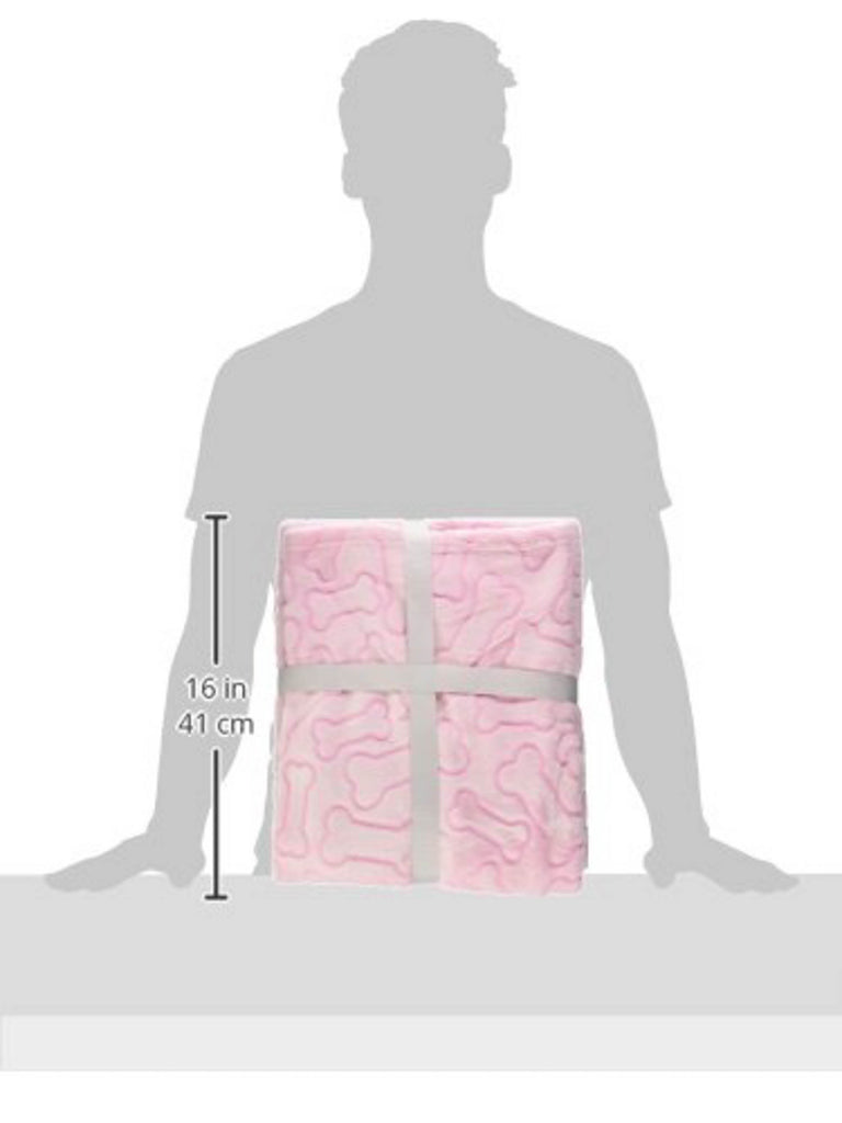 Pink Embossed Bone Print Pet Blanket