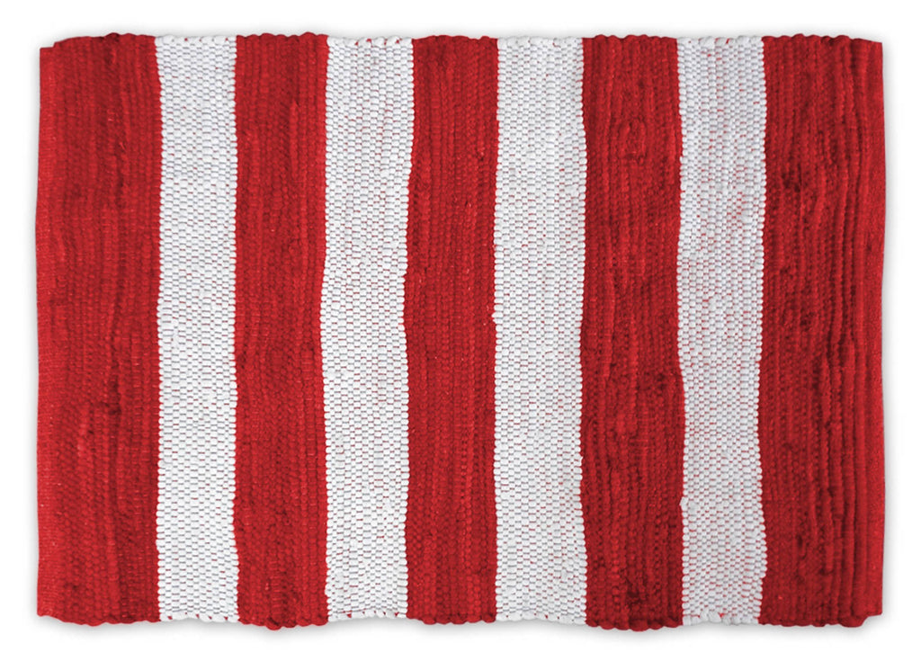 Red/White Stripe Rag Rug 4x6