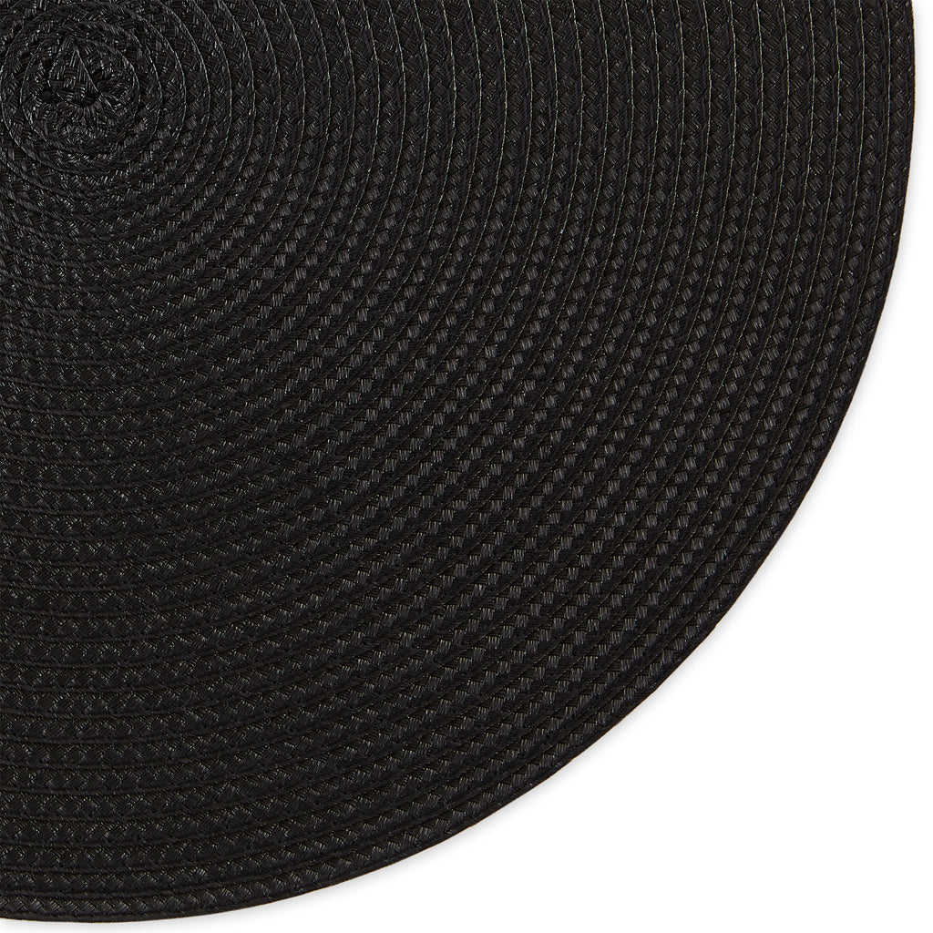 Black Round Polypropylene Woven Placemat Set of 6