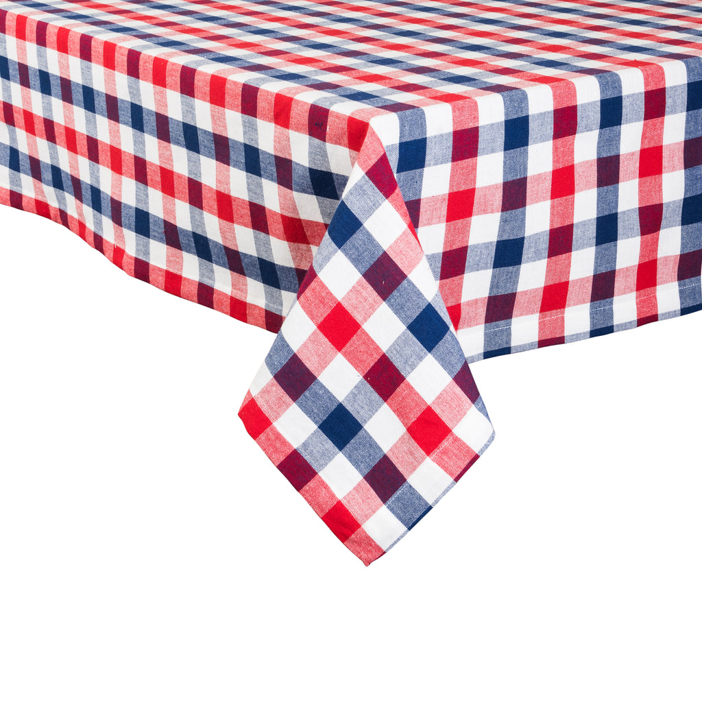 Red, White & Blue Check Tablecloth