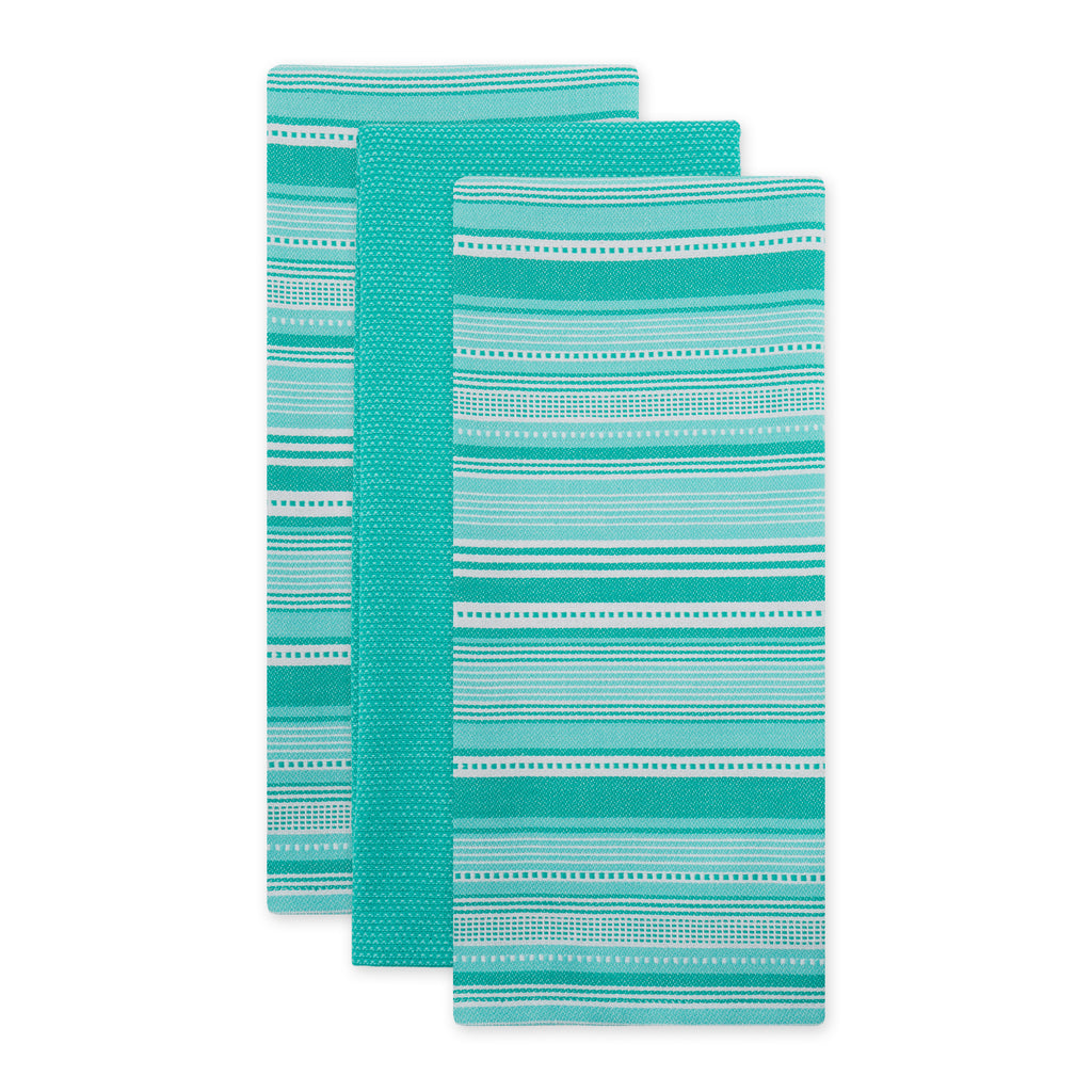 Aqua Urban Stripe Dishtowel Set of 3