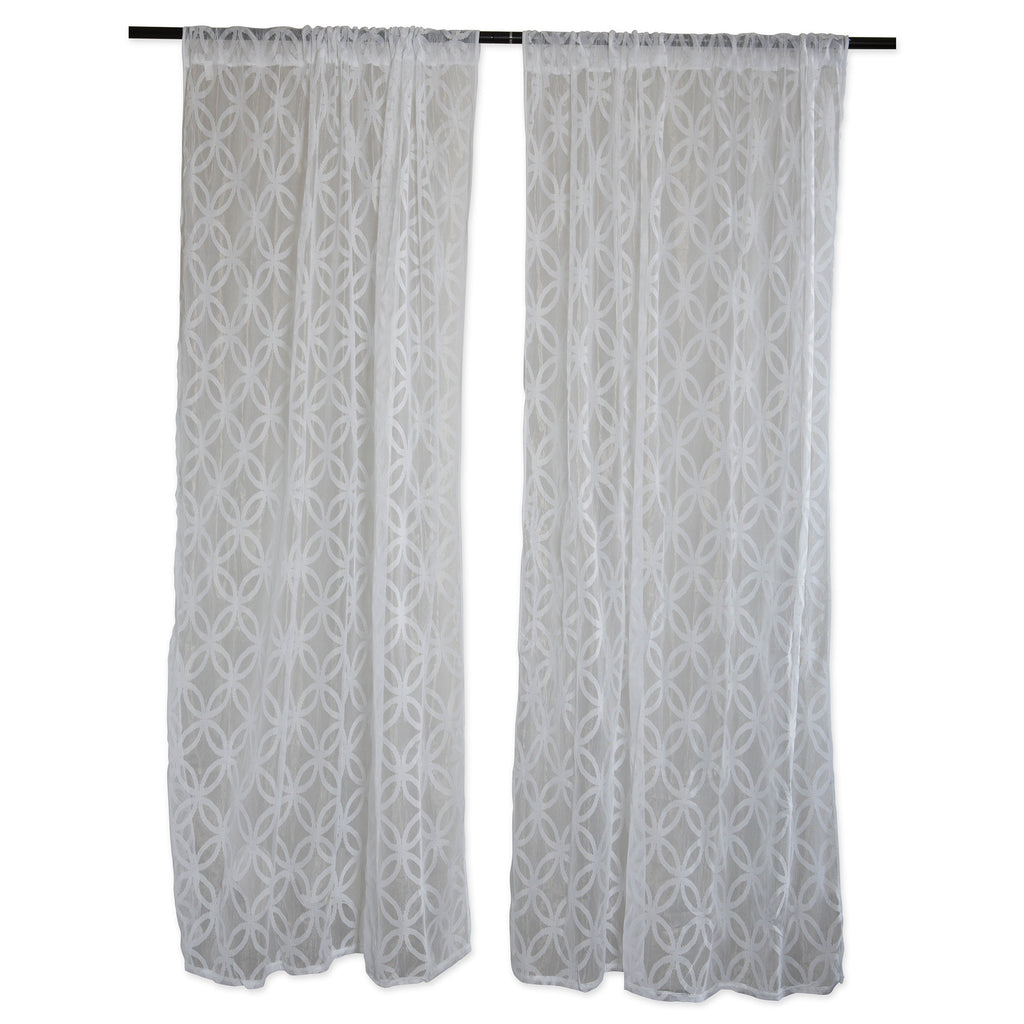 White Lace Lattice Window Curtain 50x63 Set/2
