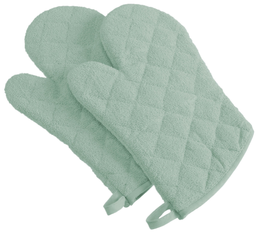 Mint Terry Oven Mitt Set/2