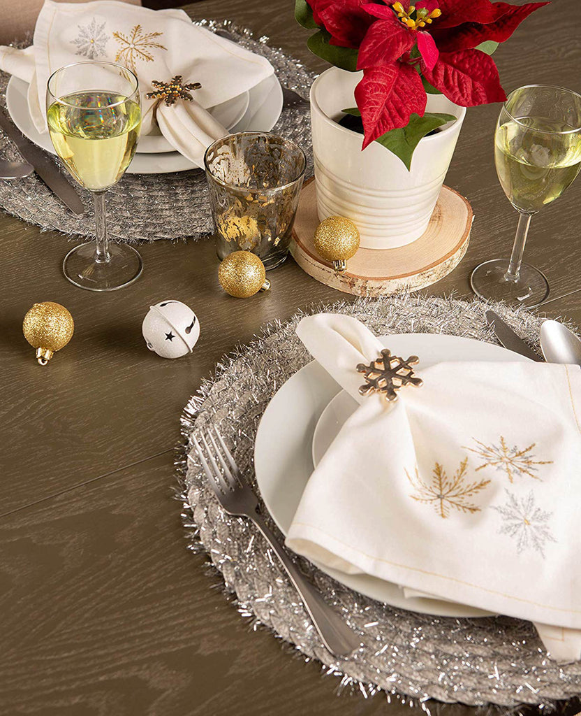 DII Silver Round Polypropylene Woven Tinsel Placemat Set of 6