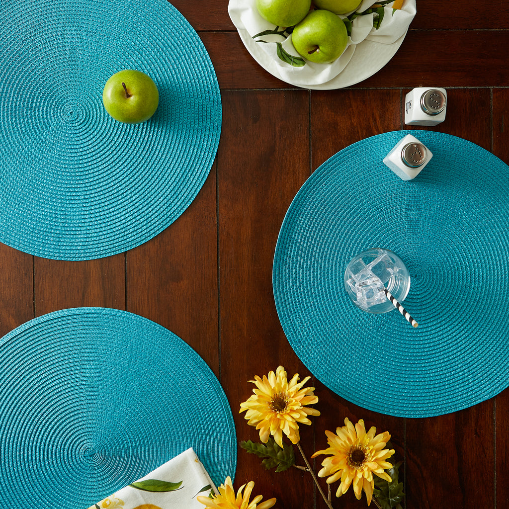 Baja Blue Woven Round Placemat Set of 6