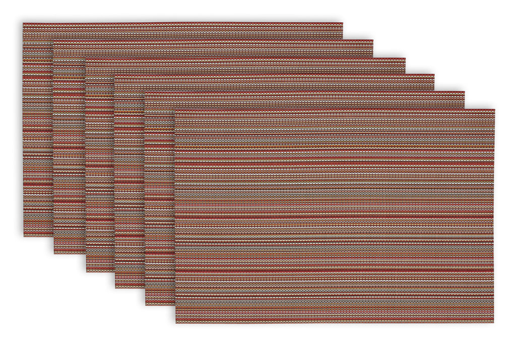 Tango Red Pvc Micro Stripe Placemat Set/6