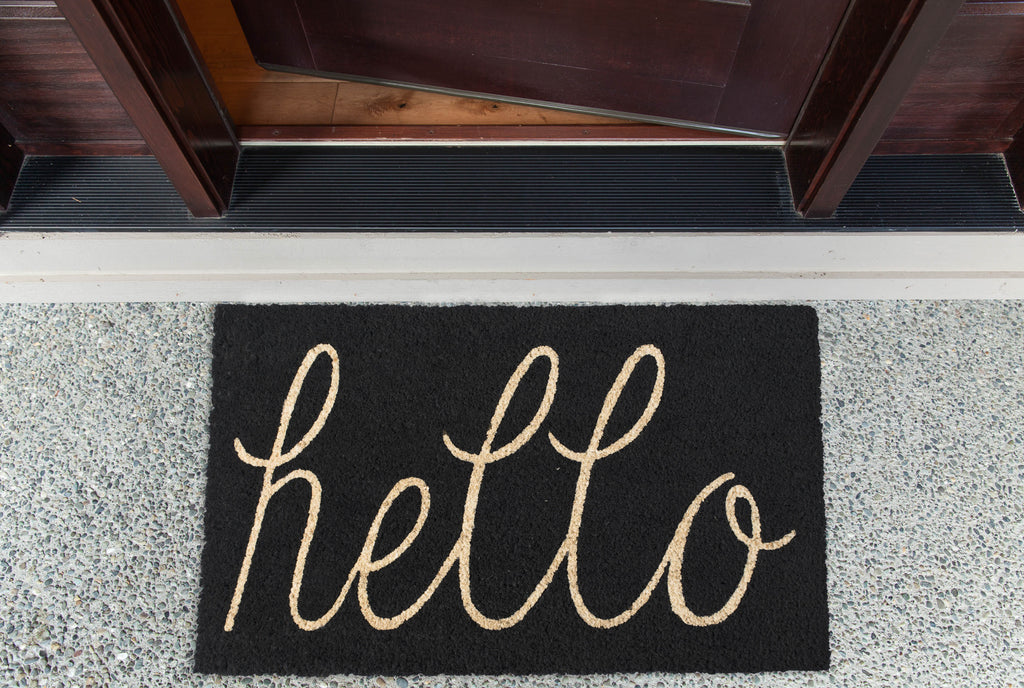 Black Hello Doormat