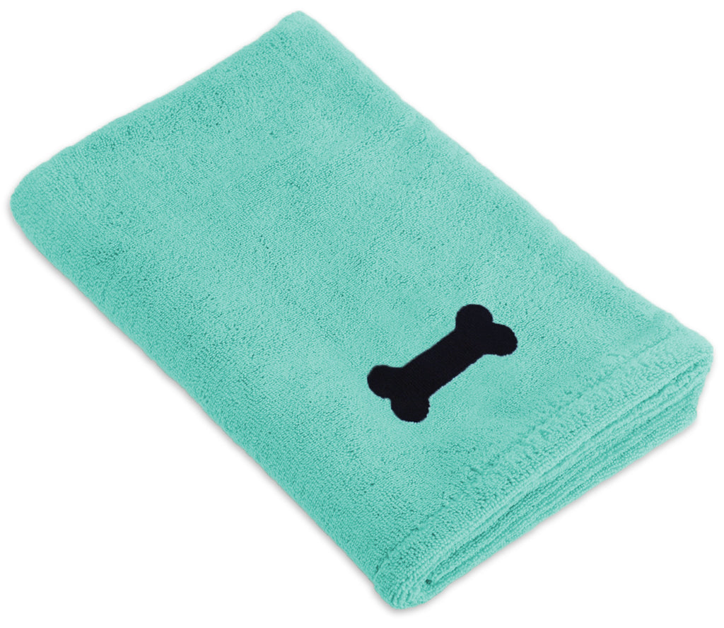Green Embroidered Bone Pet Towel