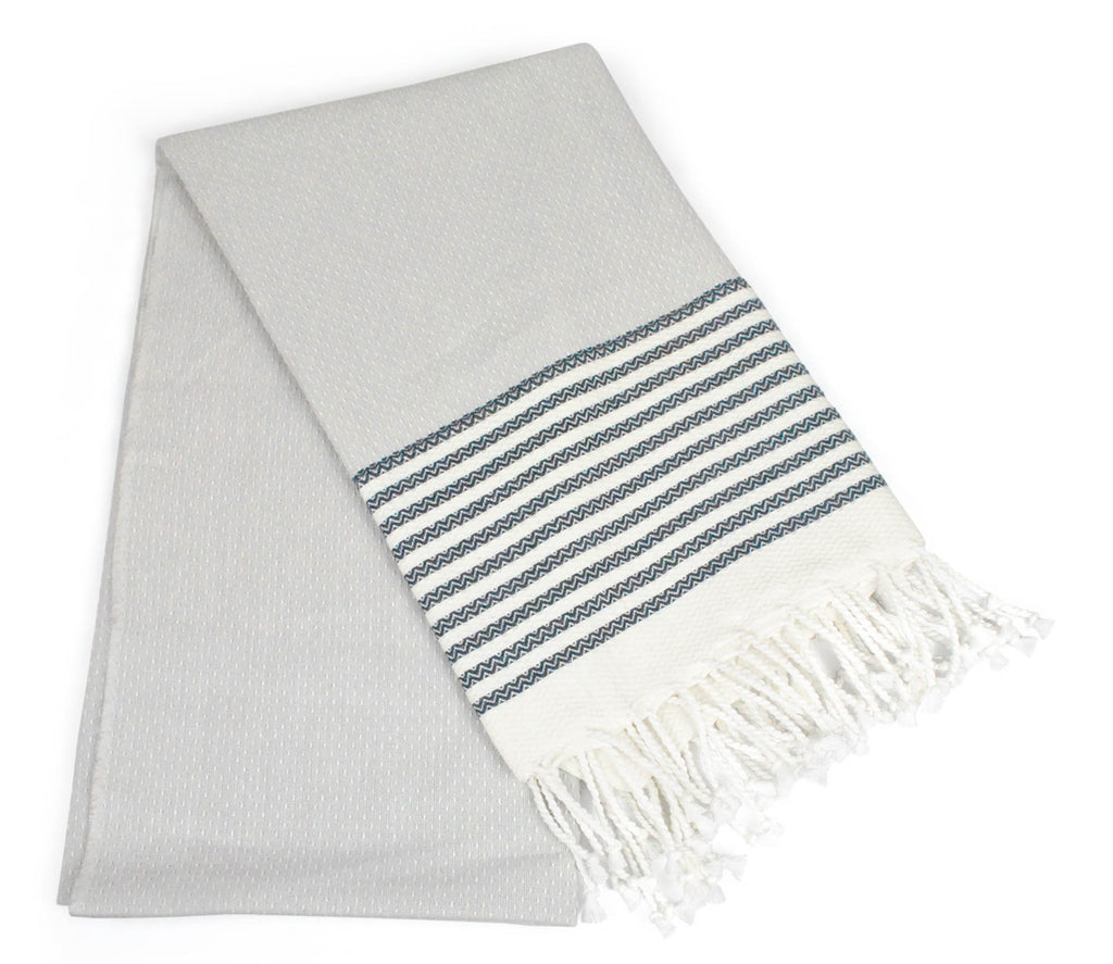 Navy Stitched Stripe Fouta Towel