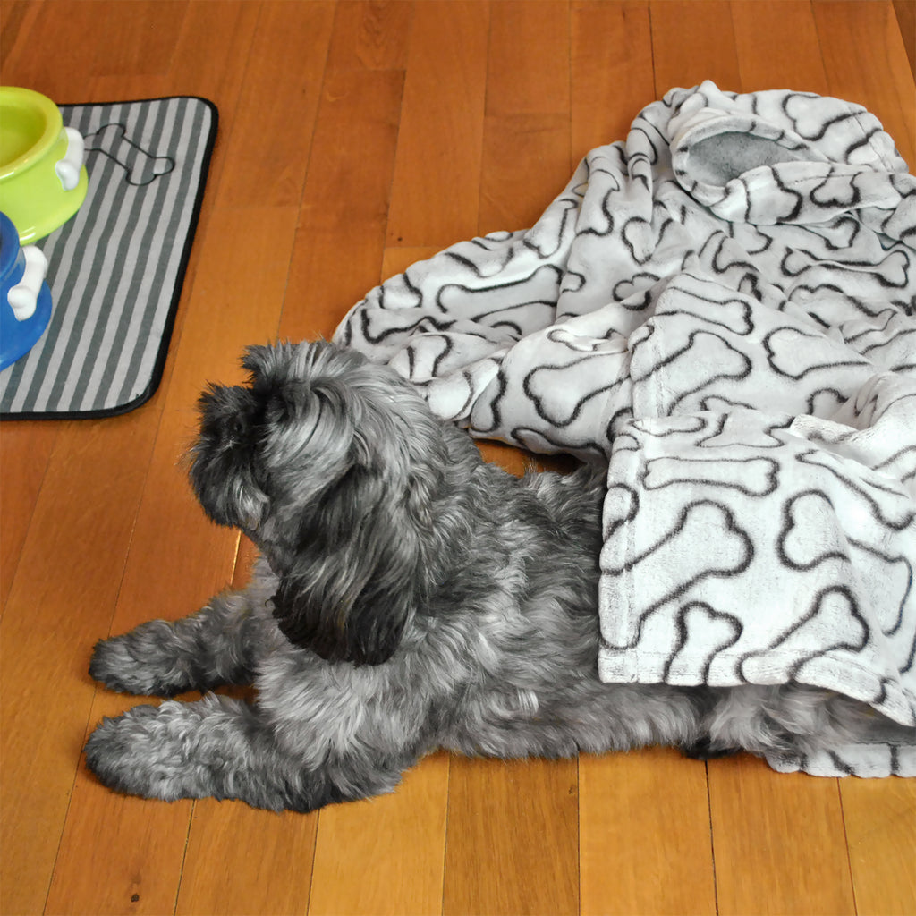 DII Gray Embossed Bone Print Pet Blanket