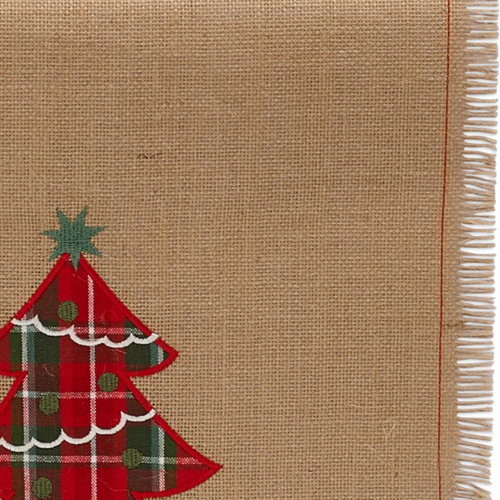 DII Embroidered Tree Burlap Table Runner, 14x72"