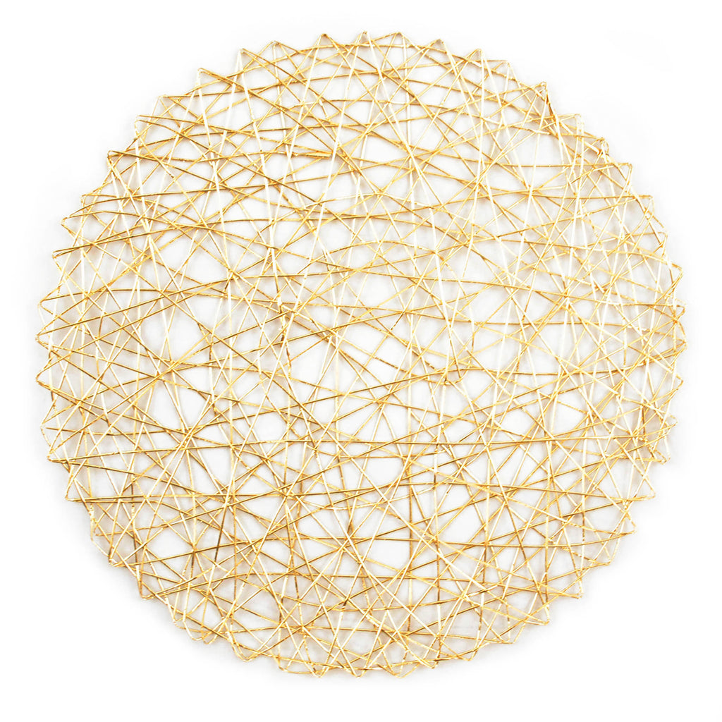 DII Gold Woven Paper Round Placemat Set of 6