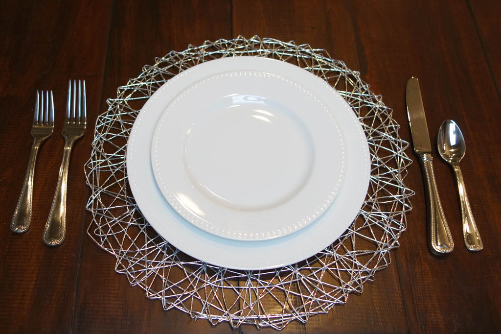 DII Silver Woven Paper Round Placemat Set of 6