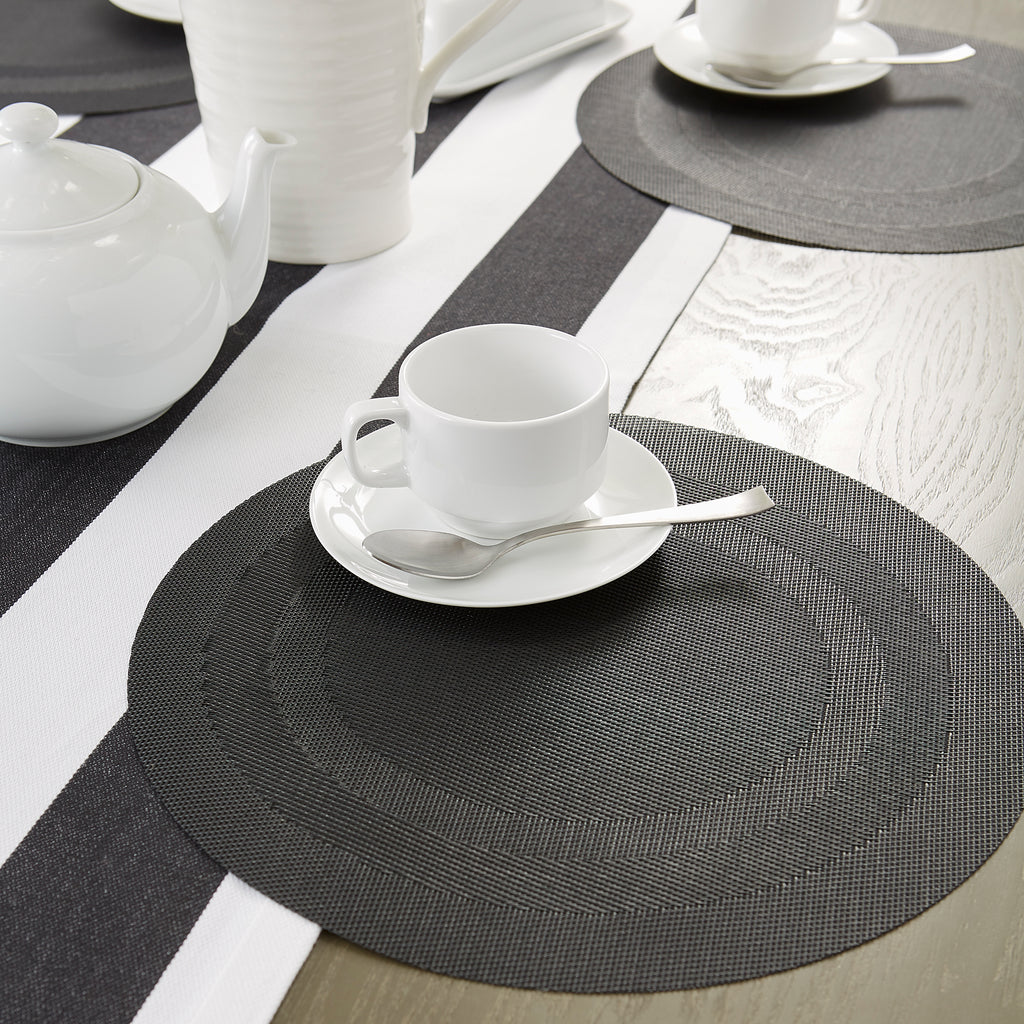 Black Round Pvc Doubleframe Placemat Set of 6