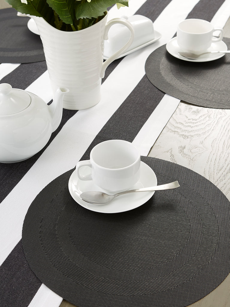 Black Round Pvc Doubleframe Placemat Set of 6