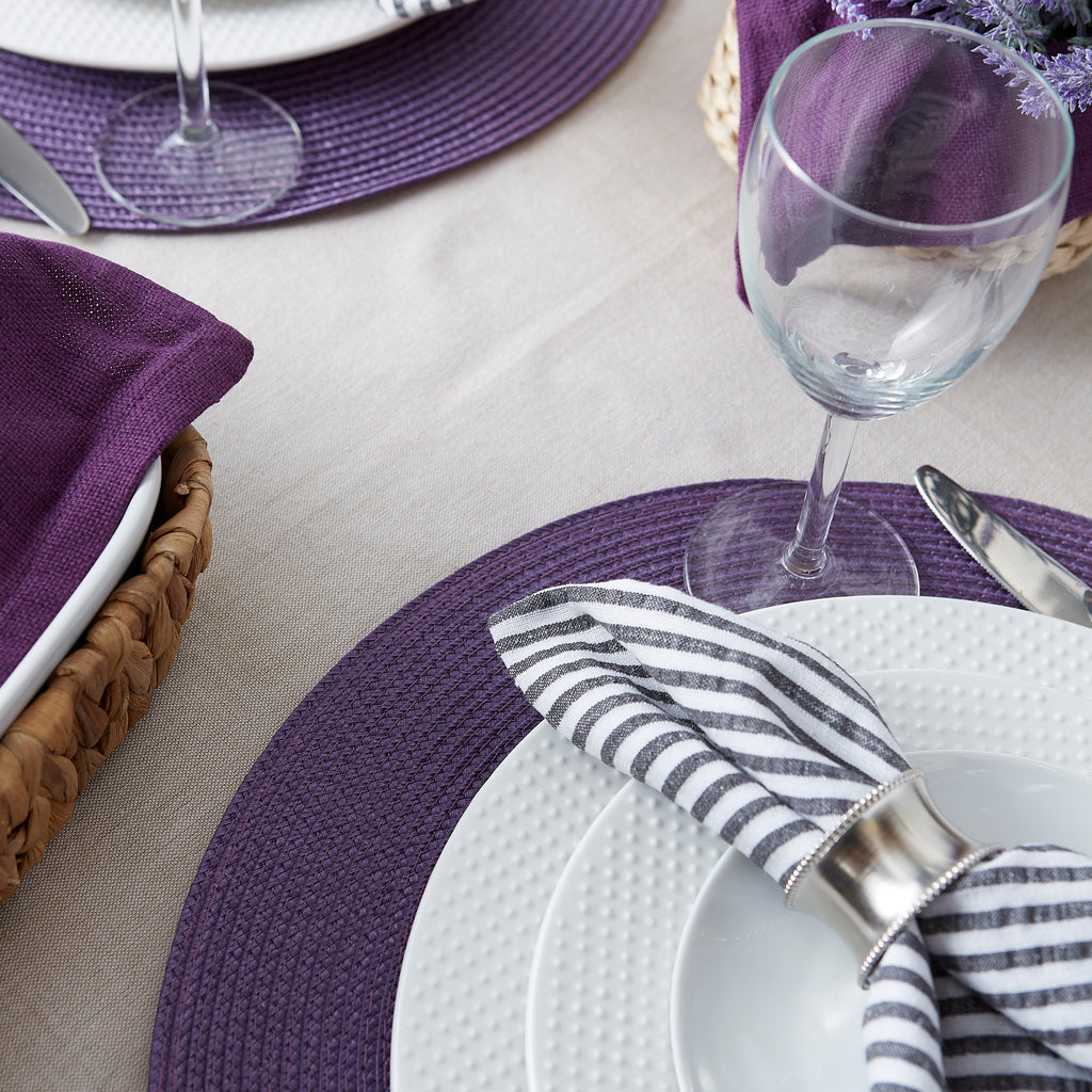 DII Eggplant Round Polypropylene Woven Placemat Set of 6