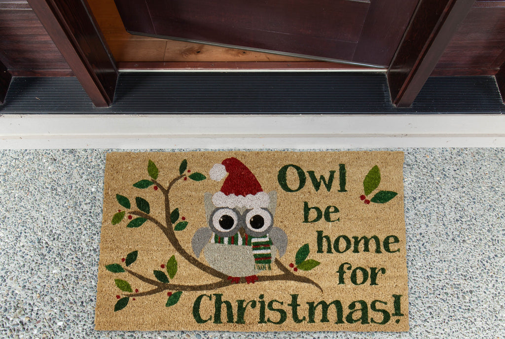 Owl Be Home For Christmas Doormat