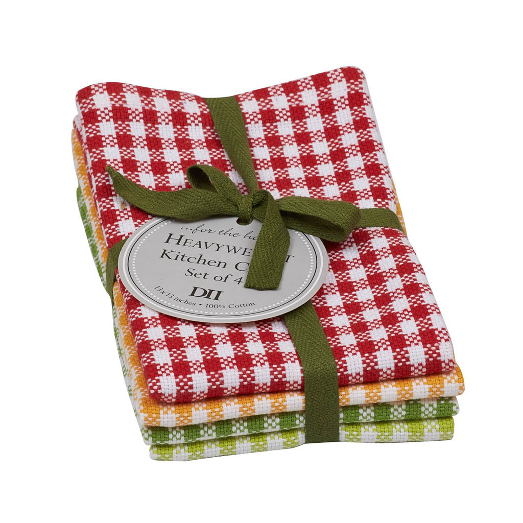 DII Pea Patch Check Heavyweight Dishcloth Set of 4