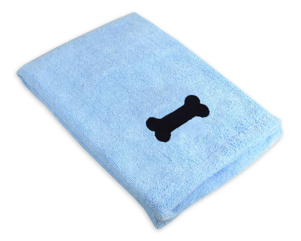 Blue Embroidered Bone Pet Towel