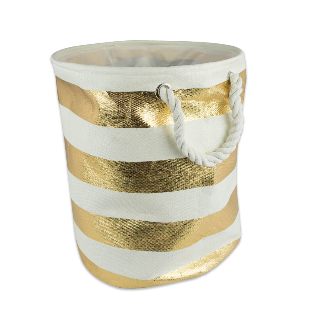 Paper Bin Stripe Gold Round Medium 13.75x13.75x17