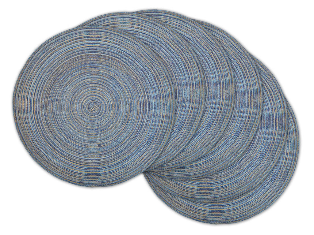 Variegated Blue Round Pp Woven Placemat Set/6