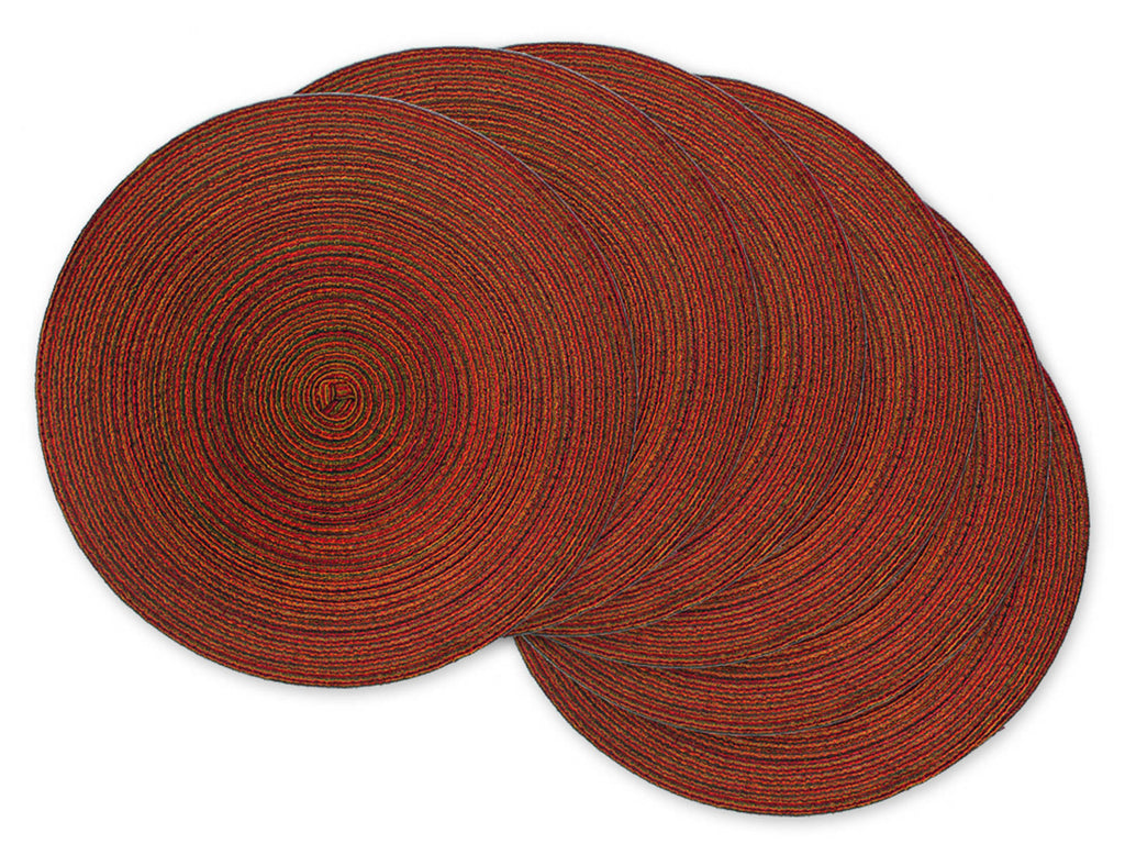 Variegated Red Round Pp Woven Placemat Set/6