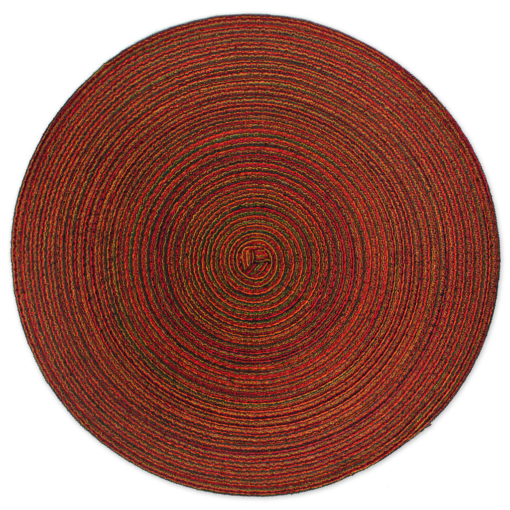 DII Variegated Red Round Polypropylene Woven Placemat Set of 6