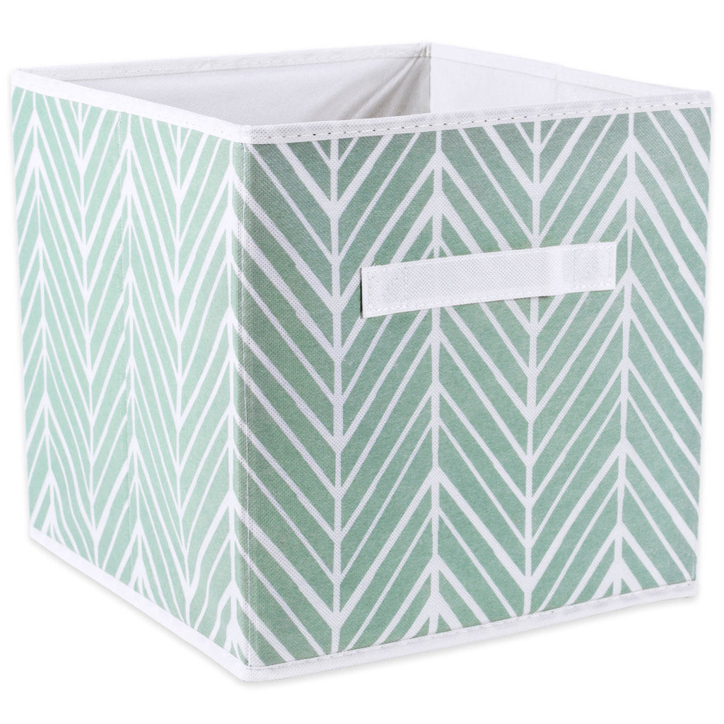 DII Nonwoven Polyester Cube Herringbone Mint Square Set of 2