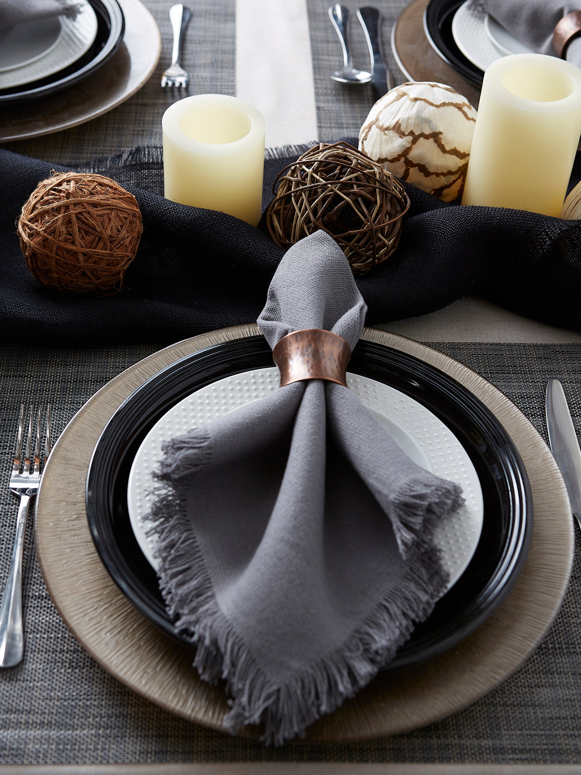 Design Imports Grey Tonal Tweed Placemat Set of 6