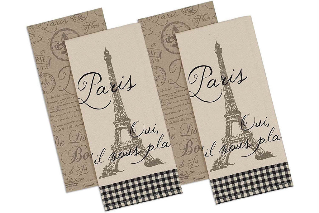 Asst Paris Print Dishtowel Set/4