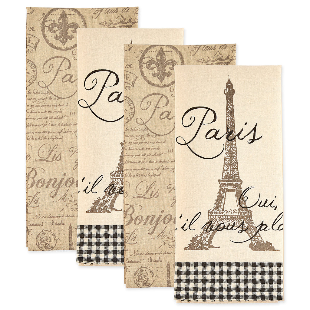 Paris Print Dishtowel Set of 4