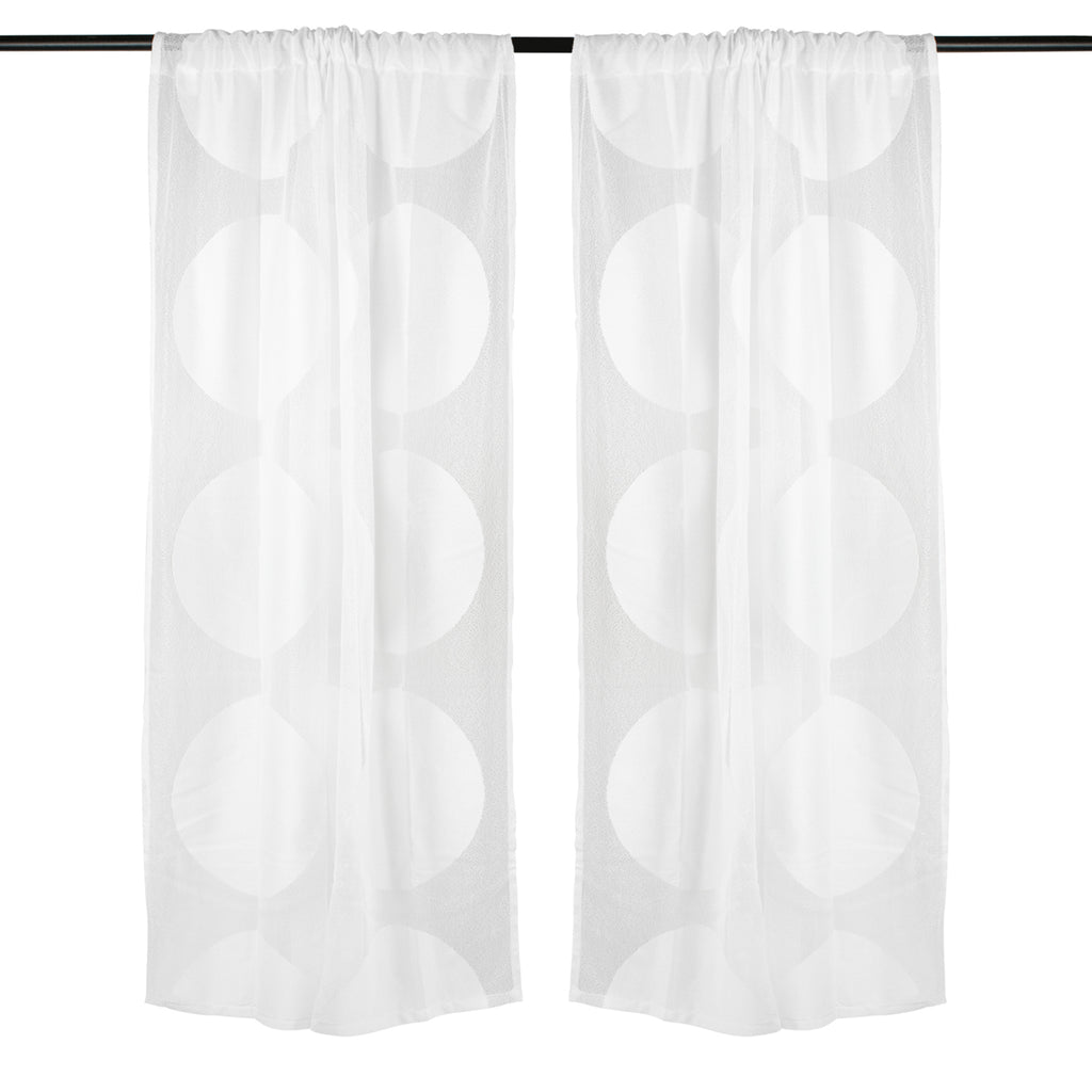 White Lace Circle Window Curtain 52x108 Set/2