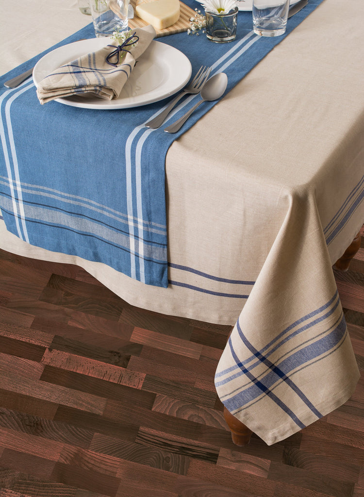 DII Nautical Blue French Stripe Tablecloth