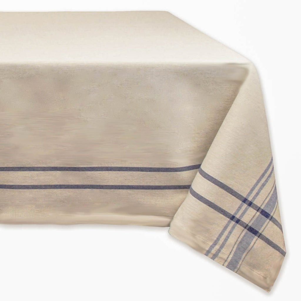 Nautical Blue French Stripe Tablecloth 60x104