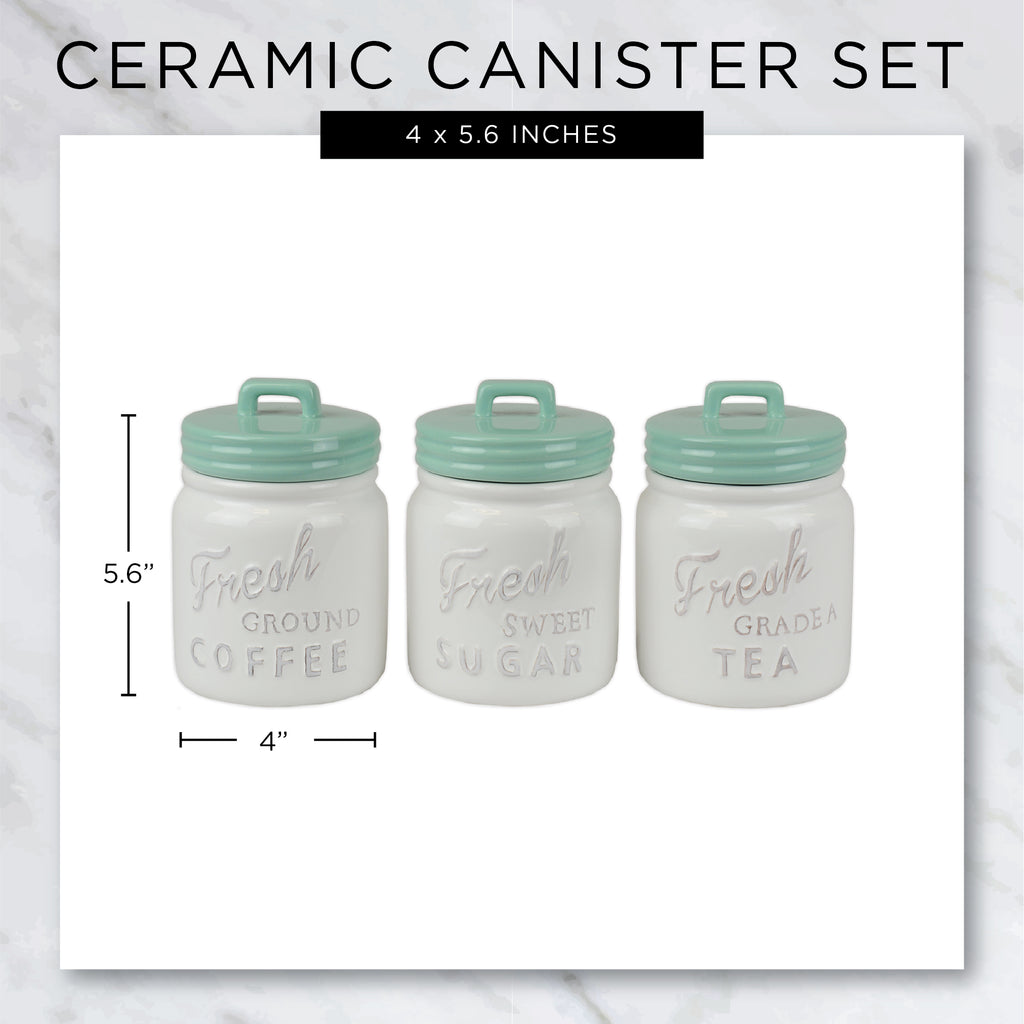 Aqua Ceramic Jar Canister Set of 3