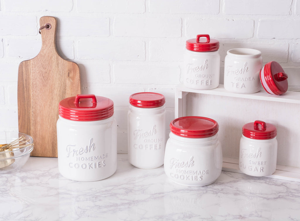 DII Red Ceramic Cookie Jar
