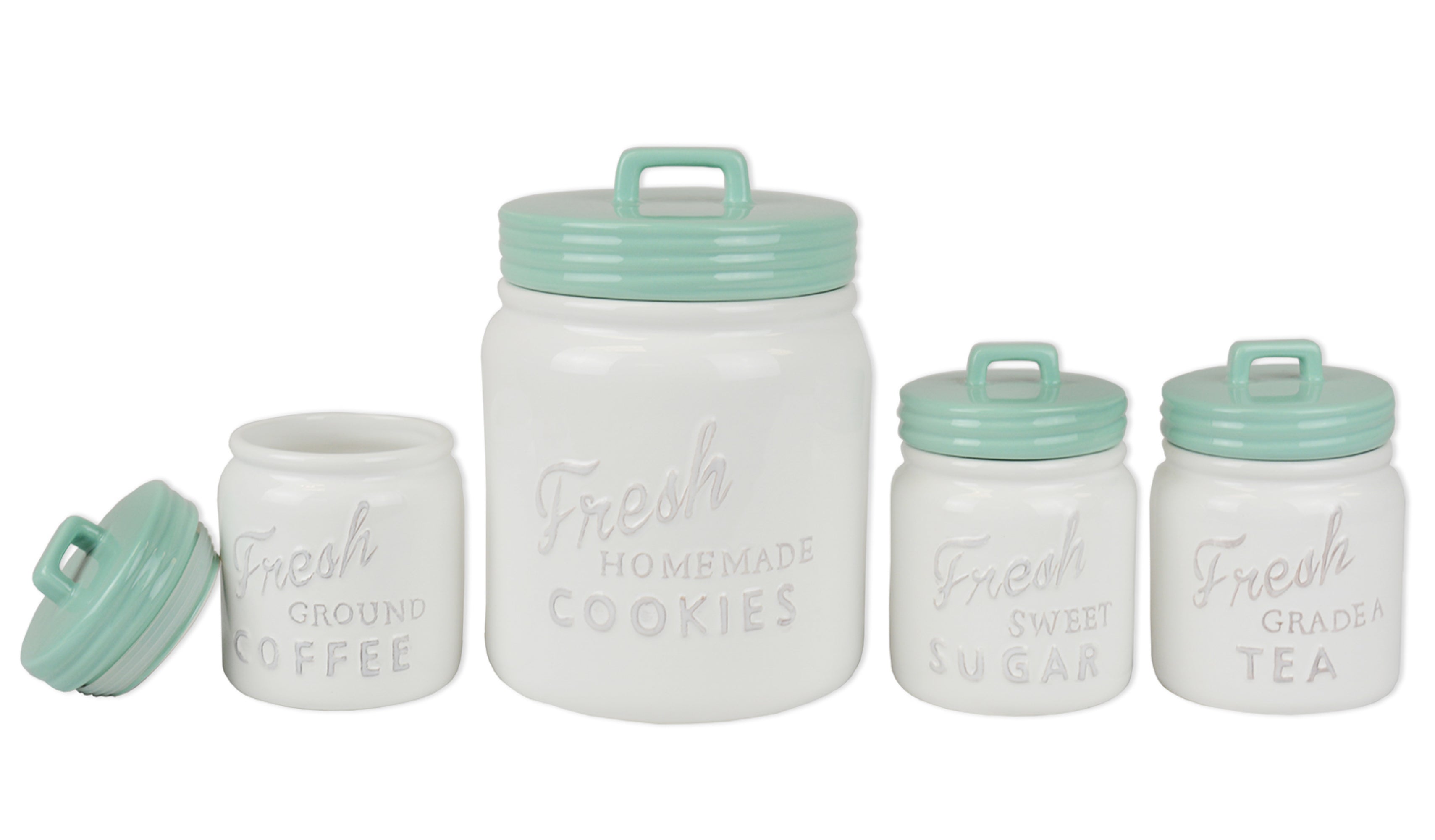 DII Kitchen Accessories Collection Ceramics, Jar Canister Set, Aqua, 3 -  Yahoo Shopping